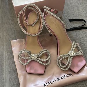 Mach and Mach Double Crystal Bow Square Toe Sandal